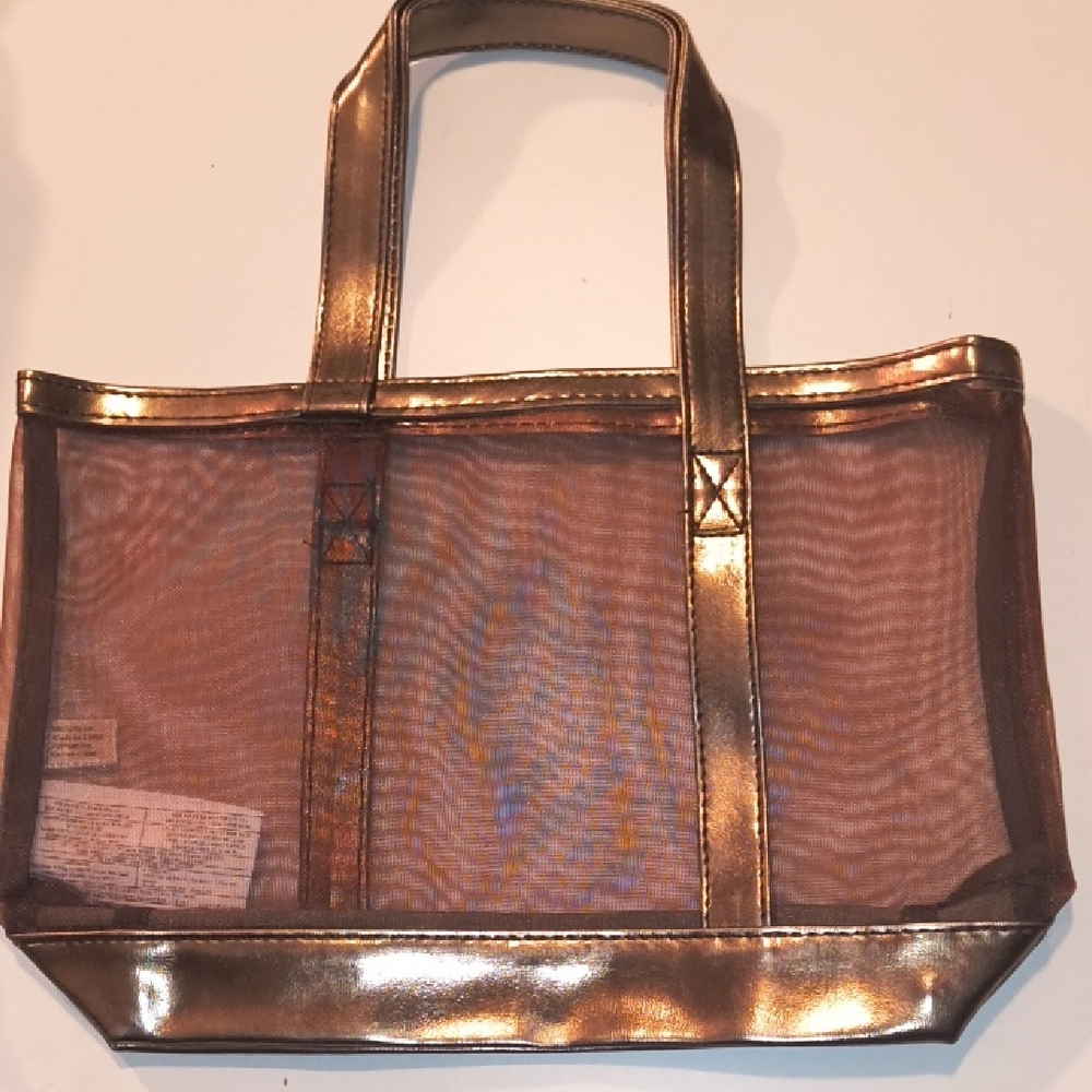 Metallic Gold Mesh Tote Bag